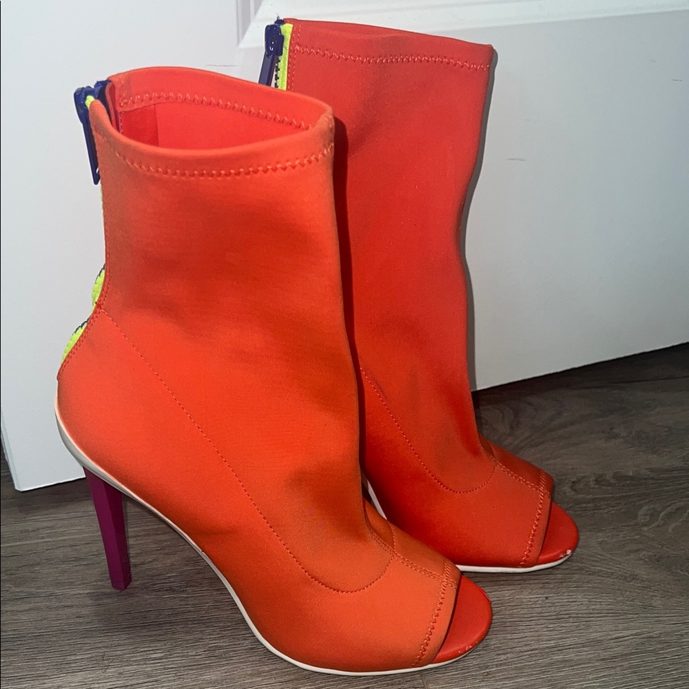 Aldo Orange Heeled Peep-Toe Boots